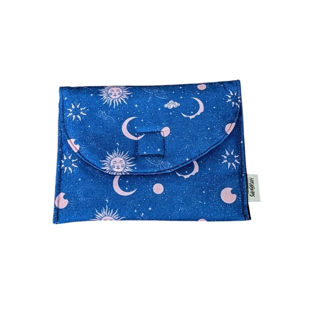 Celestial Zodiac Bag Wallet Small Accessory Fabric Sun Moon Stars Boho Puffy
